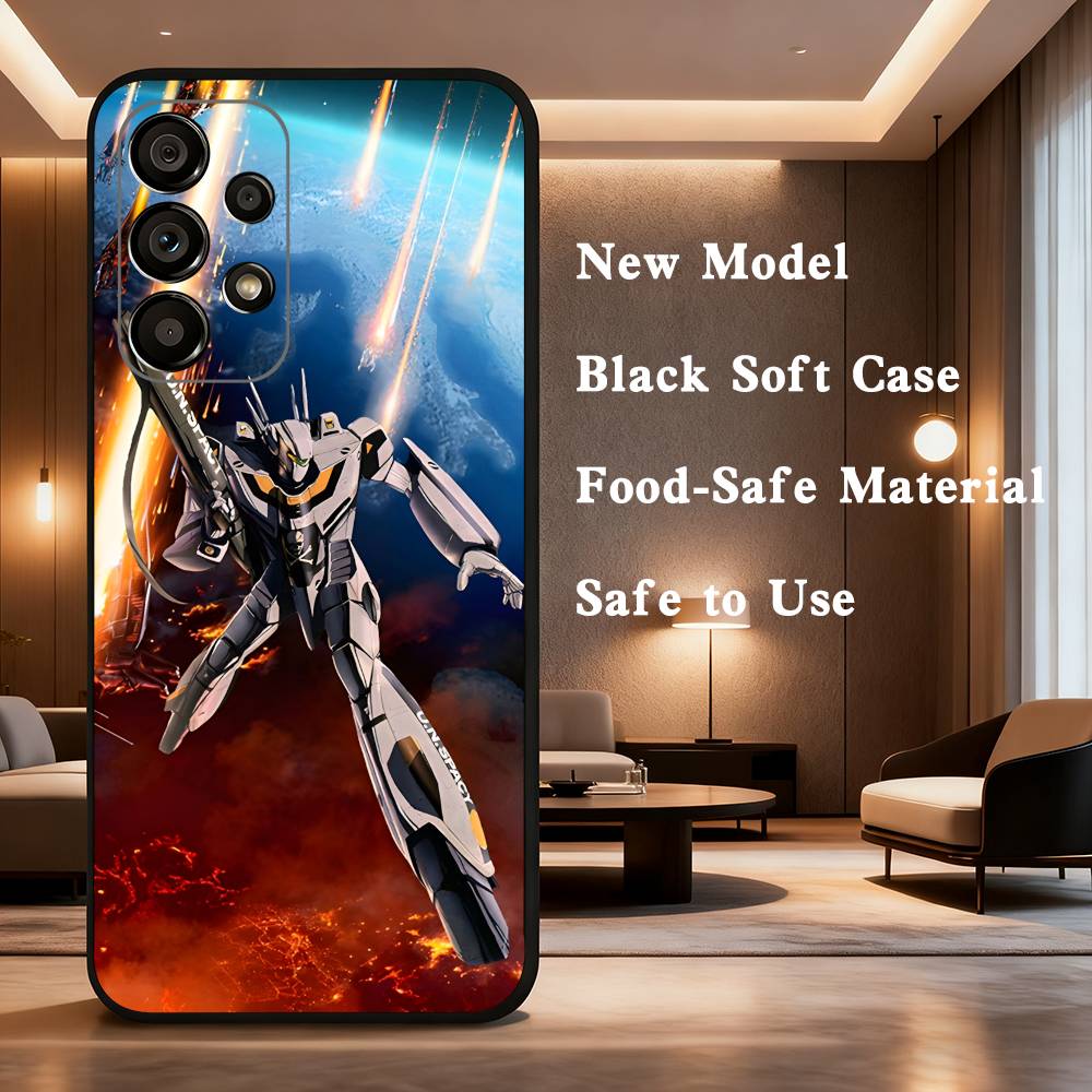 R-Robotech Macross For Samsung Galaxy A73,31,Note,22,71,53,32,72,41,8,9,52,J7,Soft Black Silicone Cover Case