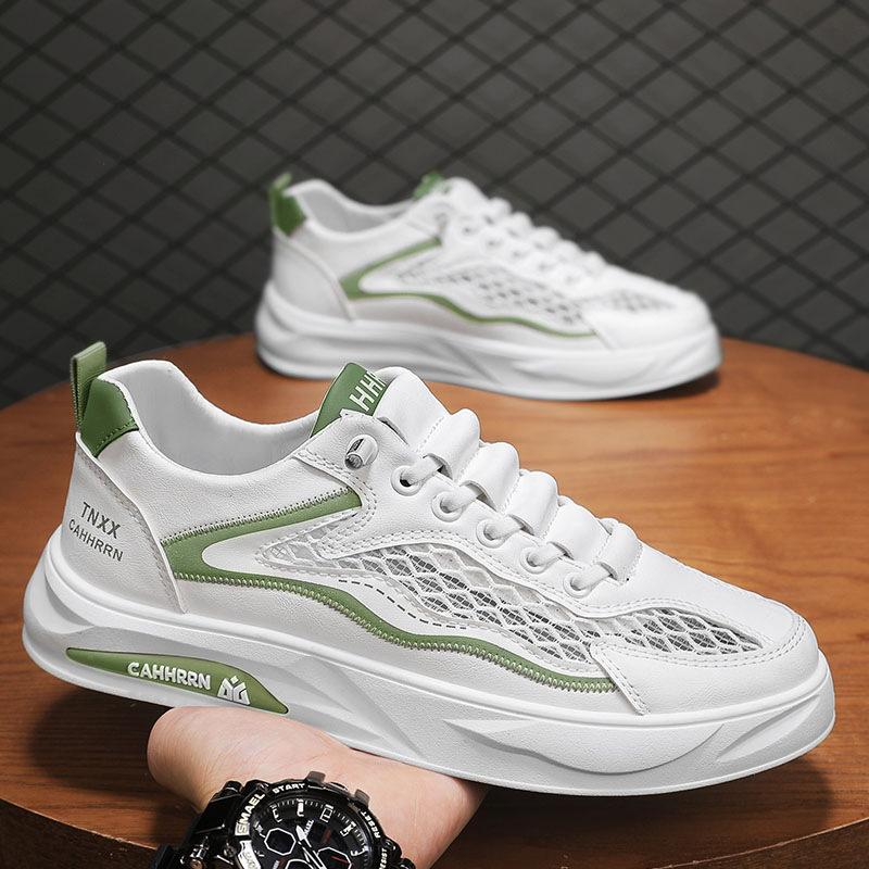 Men's Shoes 2025 Summer New Low-top Flat Baseplate Shoes Student Teenagers Hollow Mesh Casual Trendy Shoes