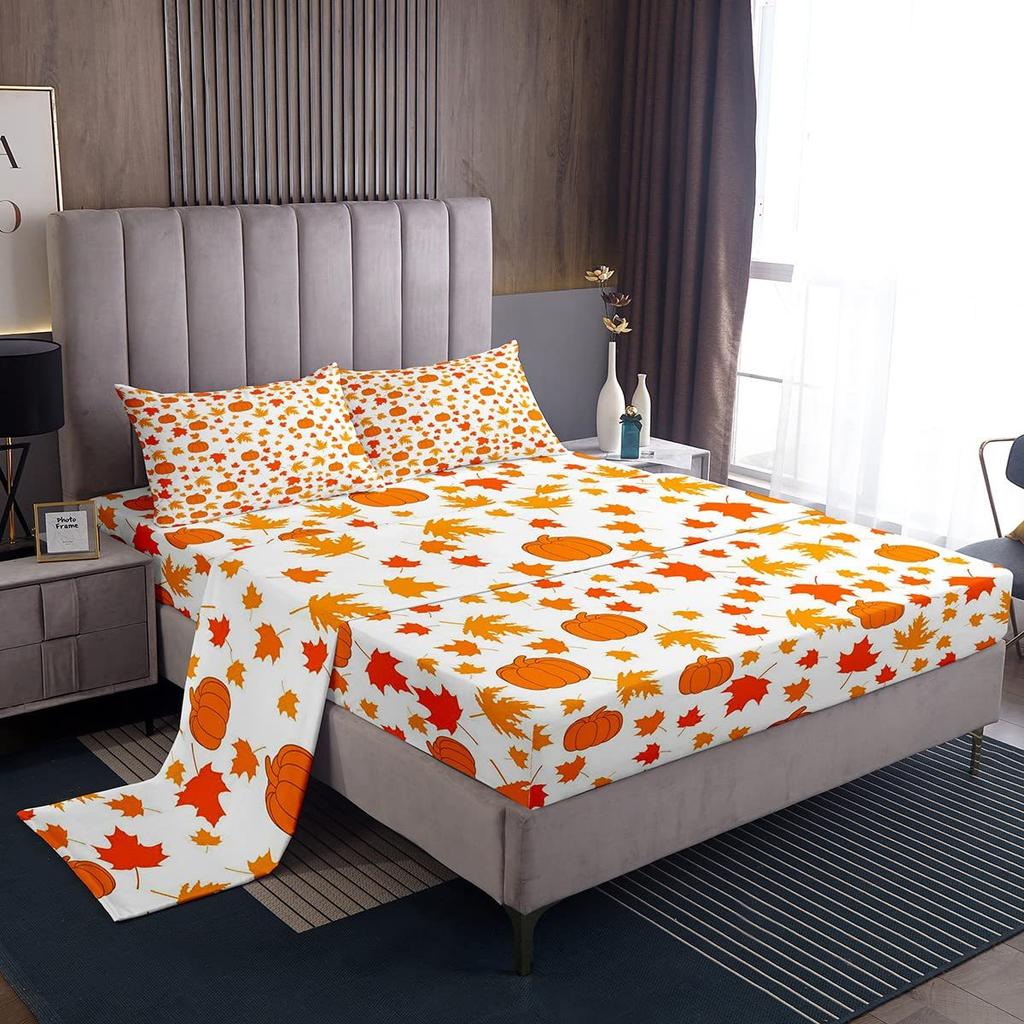 Chapéu de Cama com Padrão de Frutas Abacate Desenho Animado Conjunto de Roupa de Cama de Quatro Peças Decoração de Roupa de Cama para Quarto de Dormitório