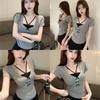 Summer Girl Butterfly Knot Lace T Shirt With Embroidery For Casual Wear