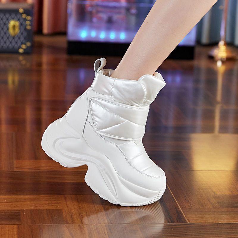 

Женская обувь, увеличивающая рост, зимние бархатные утепленные сноубутсы на толстой подошве, повседневные универсальные теплые хлопковые туфли 38