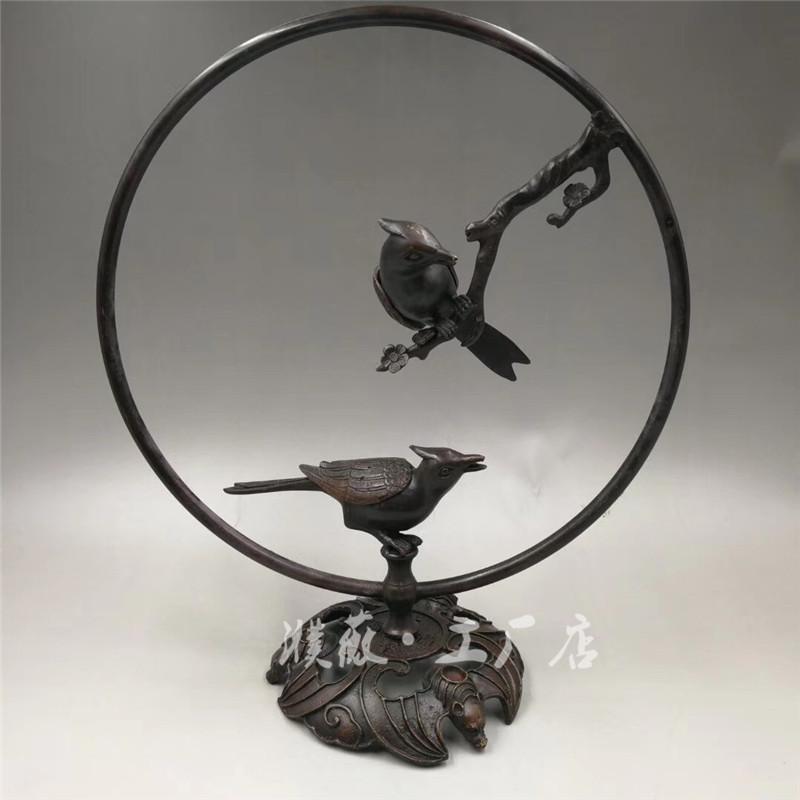 Antique Copper Color Magpie Brass Incense Burner Home Metal Craft Ornament about3529cm1100Gram