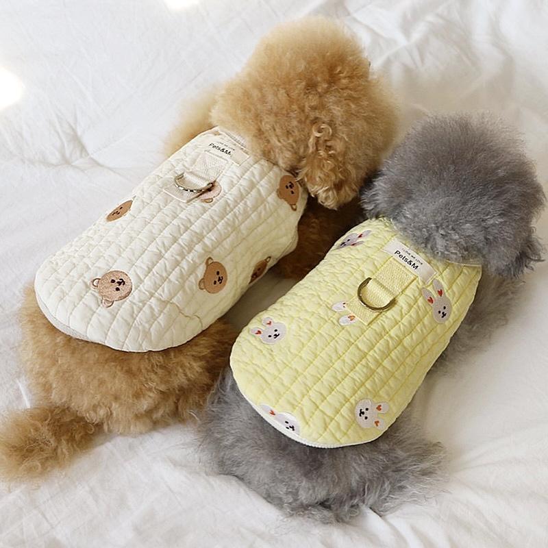 Pet autumn and winter cotton coat for traction Teddy Bichon Pomeranian small dog Poodle cat dog clothes to keep warm in winter