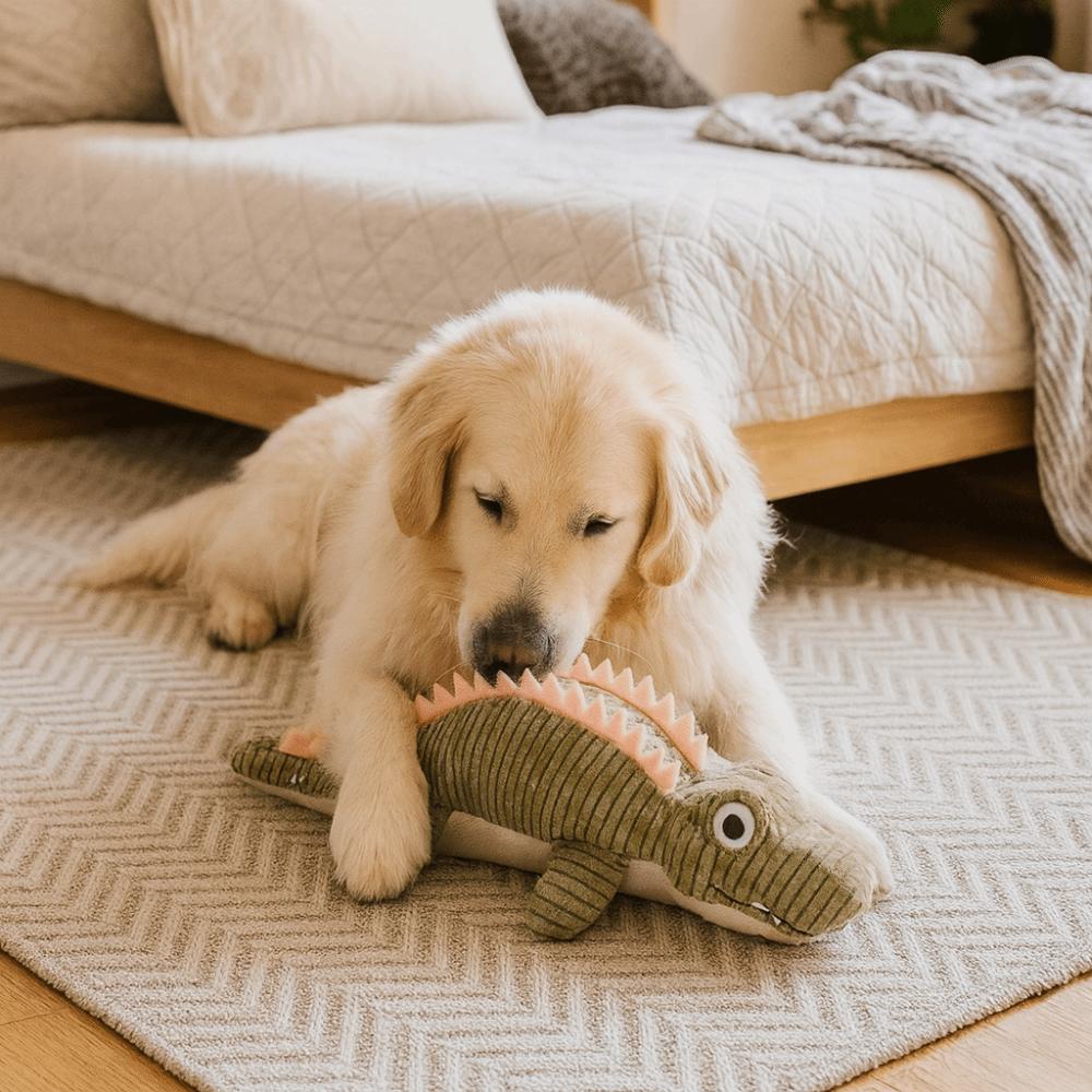 Bite Resistant Pet Crocodile Toy Animal Shape Plush Squeaky Toy Pet Plush Toy  Training
