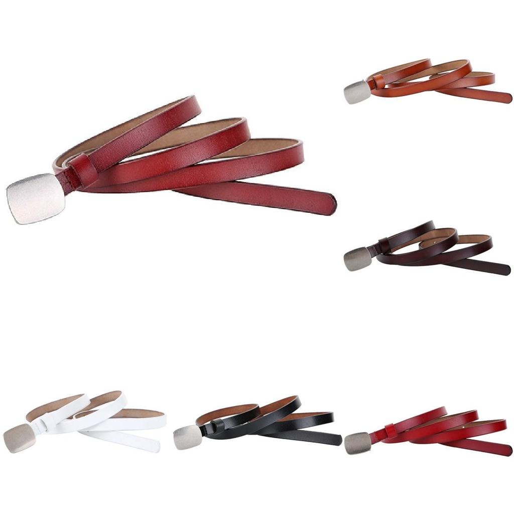 Classic Leather Belt For Women With Alloy Buckle And Slim Design For Casual Dresses