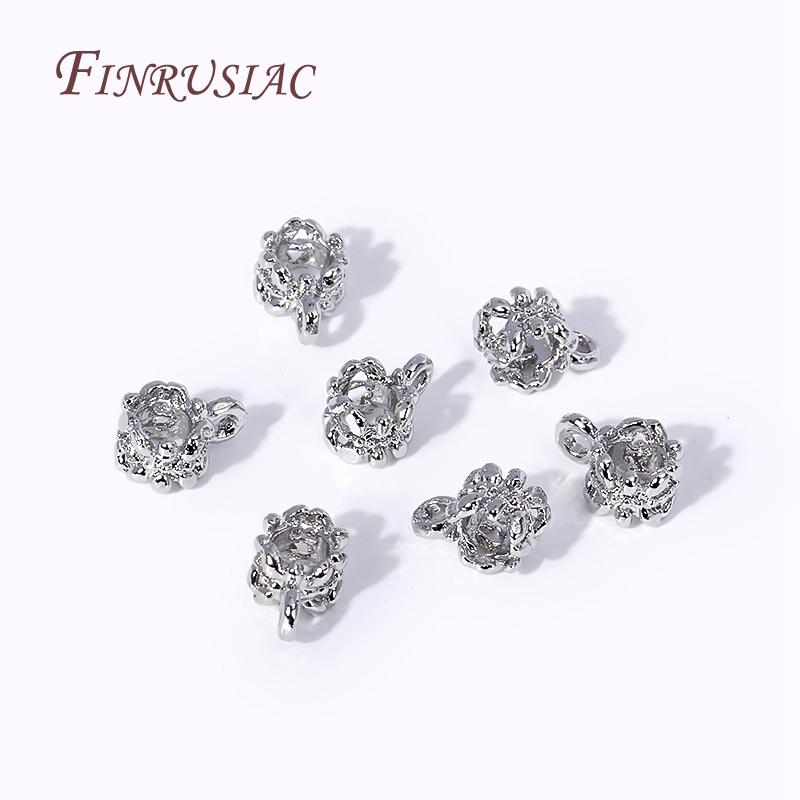 18K Gold Plated Spacer Beads Pendant Charms Bail Brass Metal Large Hole Bail Beads For DIY Jewelry Making Findings Accessories