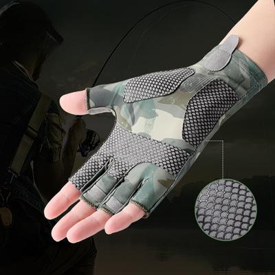 Fishing Gloves Half Finger Sun Protection Cycling Gloves Fitness Gym Sun Glove for Women Men Outdoor Sports Breathable Anti-Slip