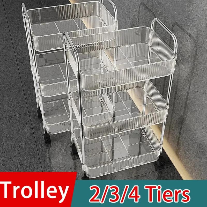 Wheeled 3-Tier Trolley Multi-Tier Storage Shelf for Organized Spa and Salon Settings