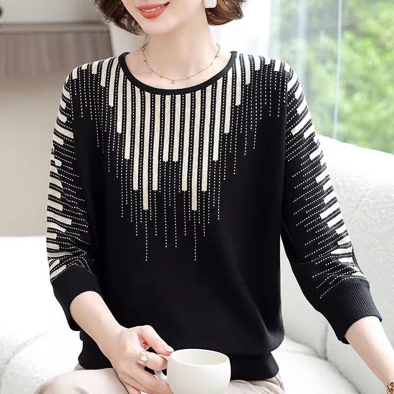 Spring Three-quarter Sleeve Small Shirt for Middle-aged and Elderly People Fashionable Knitted Women's Autumn Clothing Thin Top