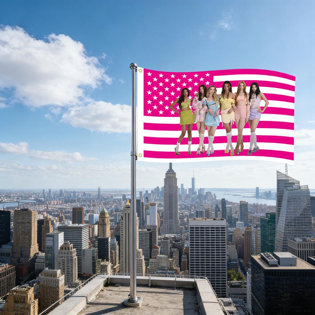 Girl Group American Flag Banner, 3x5 Ft Star Tapestry With Brass Grommets, Polyester Wall Hanging For Bedroom, Dorm, Concert & Fan Merch Decor,