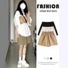 Women's Summer 2025 Khaki Cotton Linen Wide-Leg Cargo Shorts