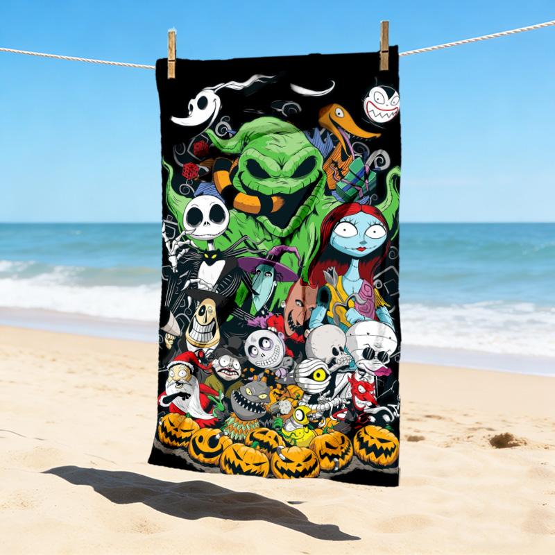 Nightmare Before Christmas Stylish Digital Printing Beach Towel Quick Drying Absorbent Blanket For Beach Pool Gym Travel Christmas Gift C9211609
