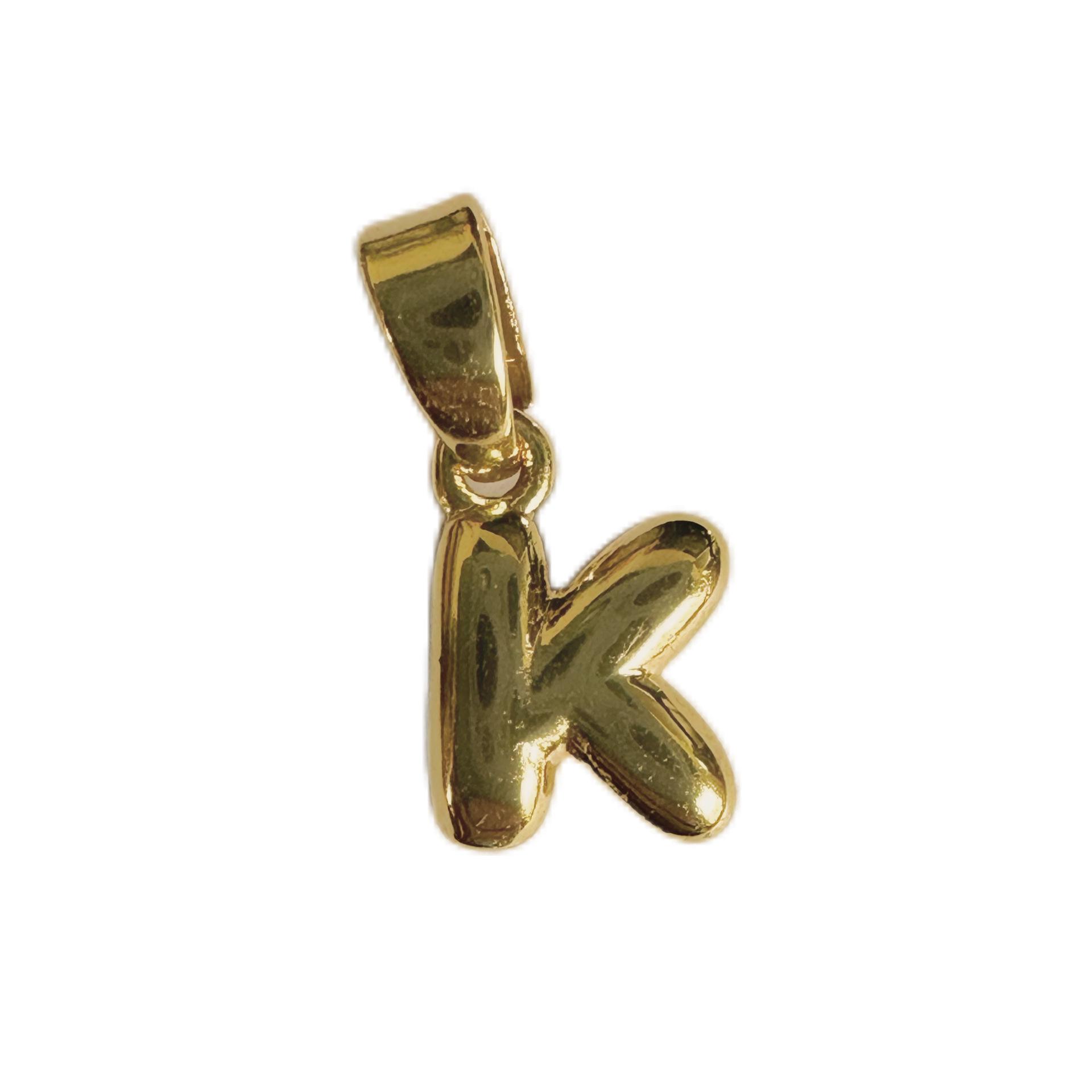 18k Gold Bubble Letter Pendant Necklace