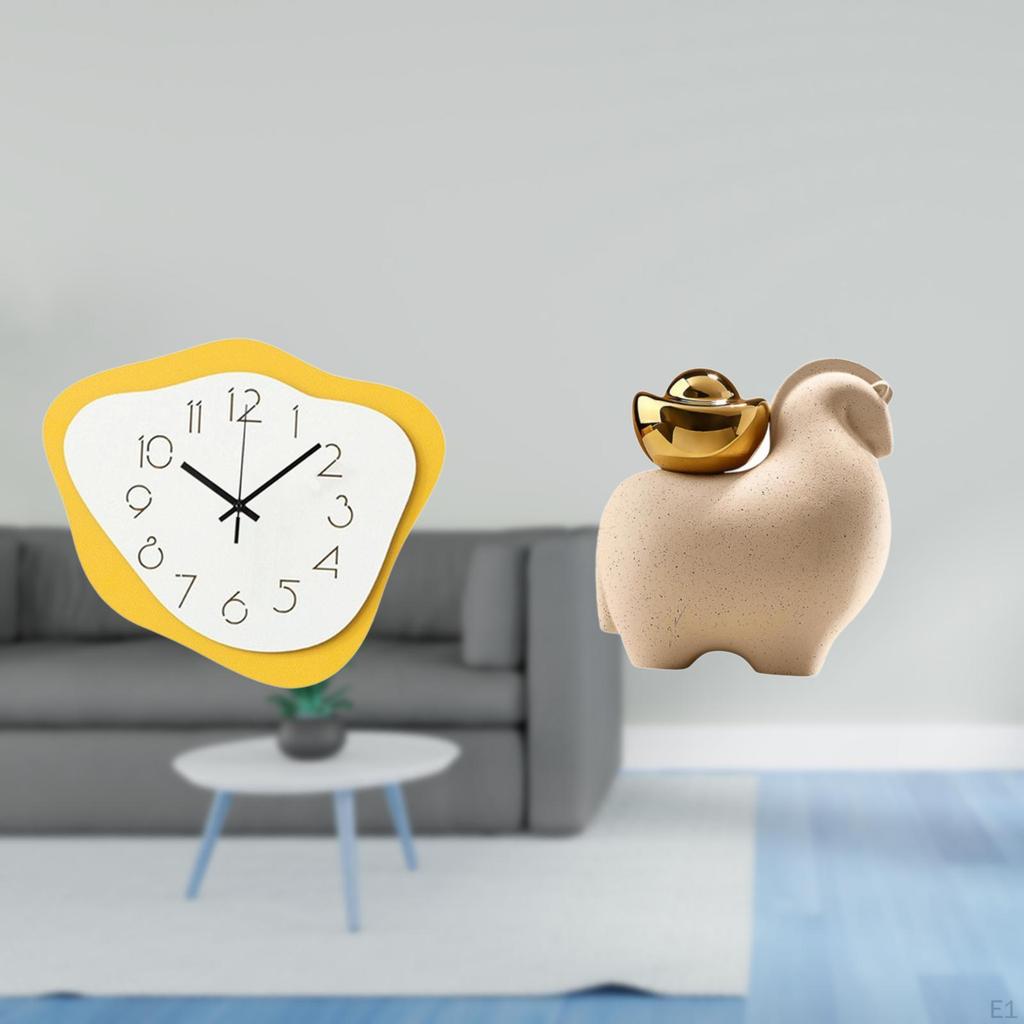 Acrylic Timepiece Ornament with Miniature Animal Statue Creative Home Decor Silent Wall Clock for