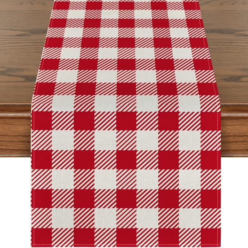 

Льняной разноцветный клетчатый настольный флаг, простой стиль, украшение для дома, кухни, ресторана, скатерть, подставка для столовых приборов, чайный флаг 33x180cm（4-6 seats）