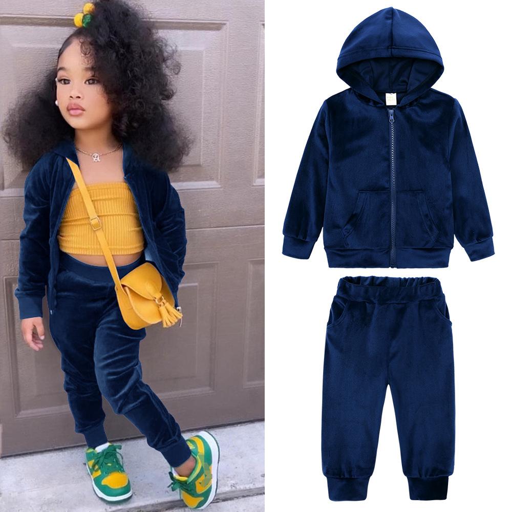 Winter Samt Kinder Baby Mädchen Junge Trainingsanzüge Sweatshirt Kundenspezifischer Hoodie Sweatshirt Jogger Trainingsanzug