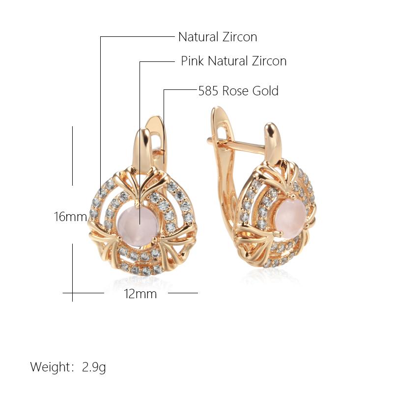 Trendy Green Natural Zircon Drop Earrings For Women Rose Gold Color Unusual Geometry Bride Earrings Wedding Jewelry