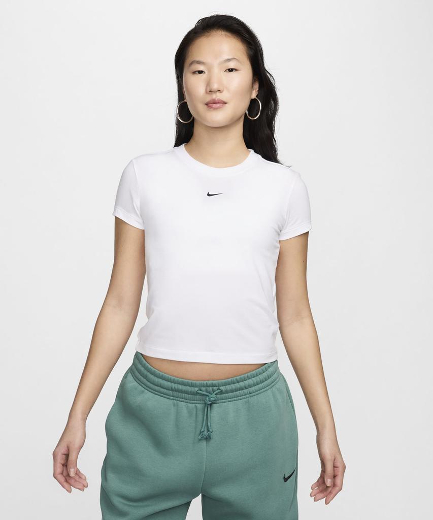 Nike Sportswear Chill Knit Crop T-Shirt W - White:Black / Fv5509-100