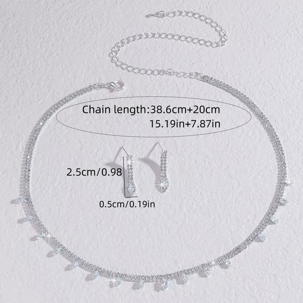 Rhinestone Bridal Necklace and Earring Set Stunning Wedding Necklace Earring Jewelry Set with Rhinestone Accents