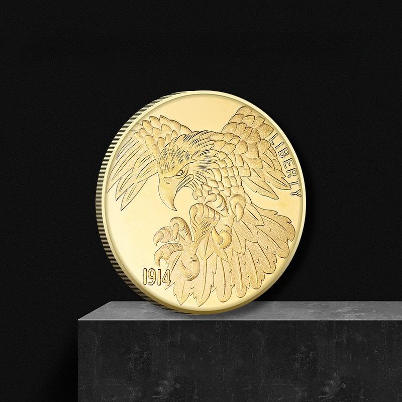 American Wanderer Coin, 1914, Falcon Bull Coin, Gold and Silver Coins, Collection, Craftsmanship, Play with