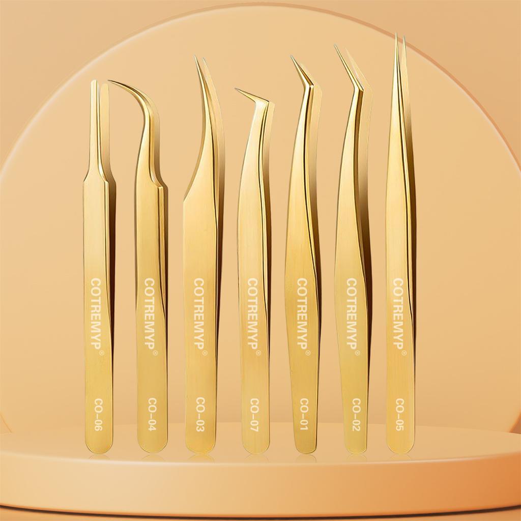 Professional Lash Tweezers False Eyelash Extension Grip High Precision Stainless Steel Tweezer tools for Hair Eyebrows