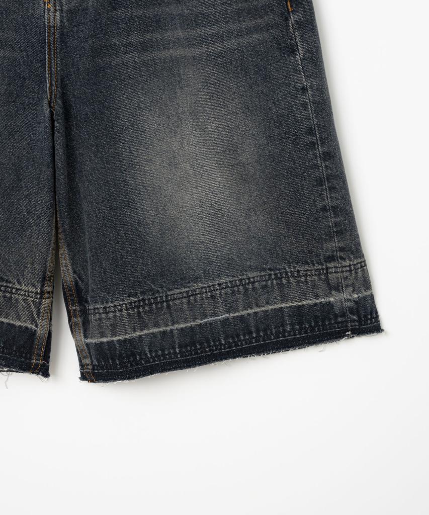 MILLO ARCHIVE Layered Washed Denim Bermuda Pants [Deep Blue]