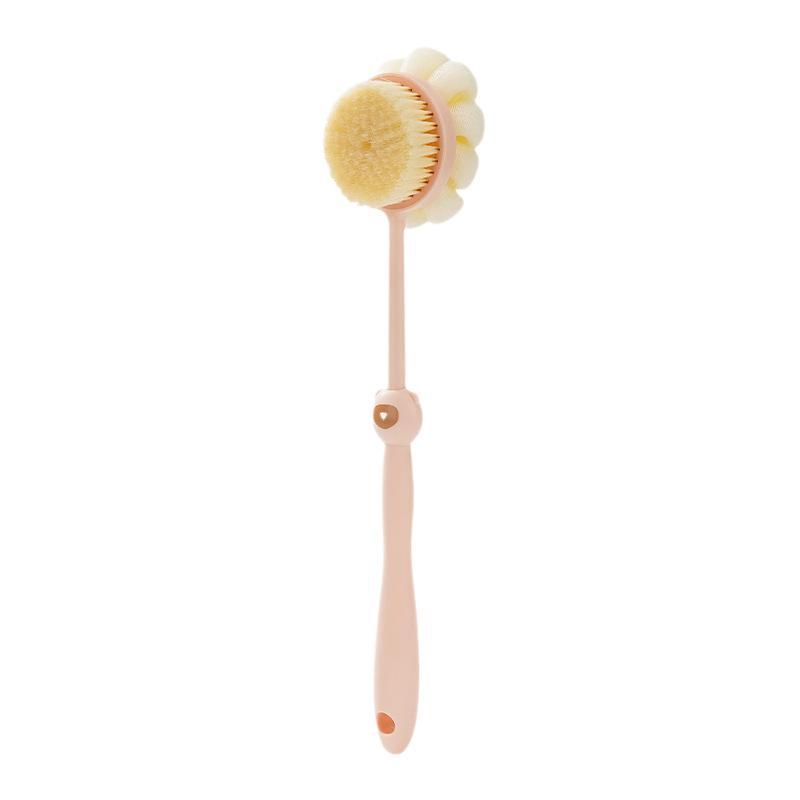 Double Sided Bath Brush Long Handle Non-slip Soft Bristle Exfoliating Body Scrubber for Home Daily Bathing 1Pcs