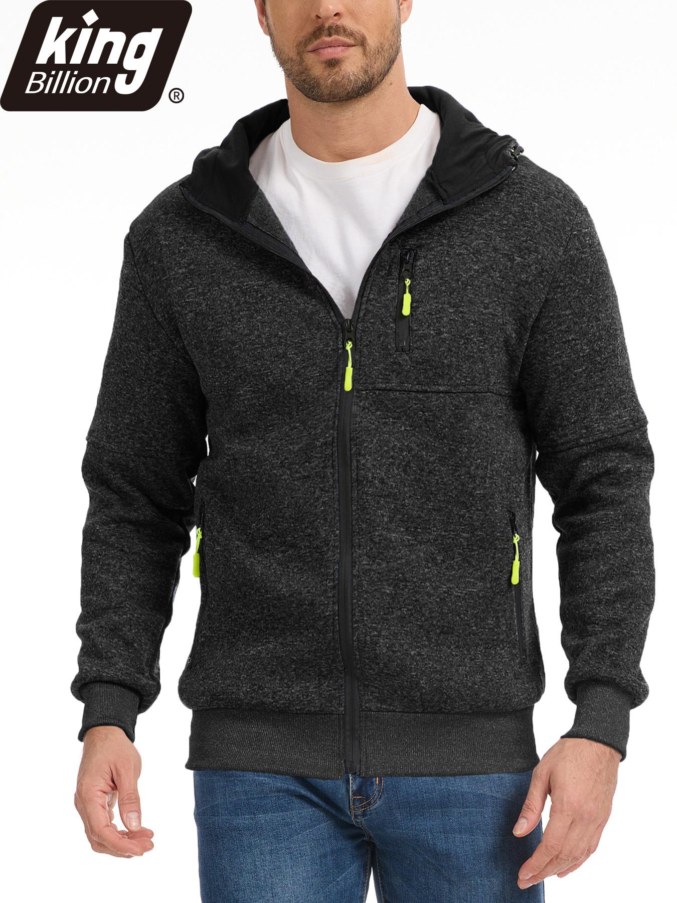 

Men s Full Zip Hooded Jacket Fleece Warm Casual Sports Sweatshirt with Functional Zipper Pockets Versatile Pairs Perfectly with Jeans Athletic Pants M чорний