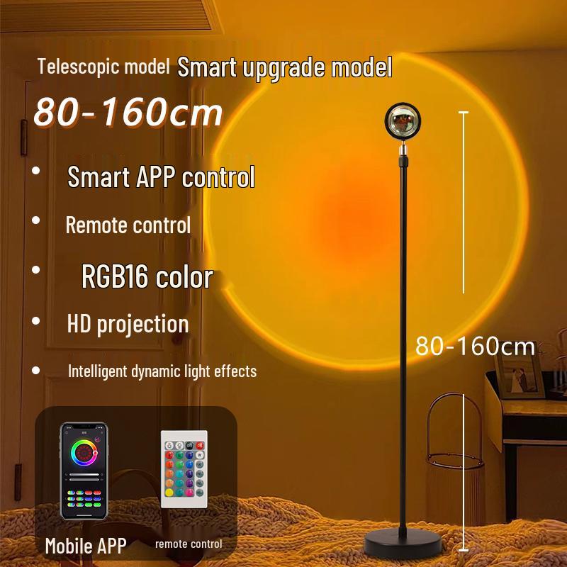Sunset Lamp: Smart App Dimmable Light for Bedroom, Living Room, and Photography Decor.