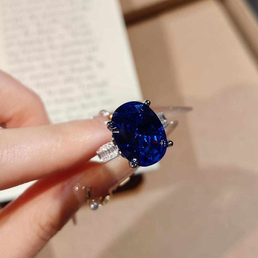 High-End Schwerindustrie Design Realistisches Königsblaues Set Luxus Voll Diamant Anhänger Offener Ring Farbige Schatz Rosa Diamant Ohrringe