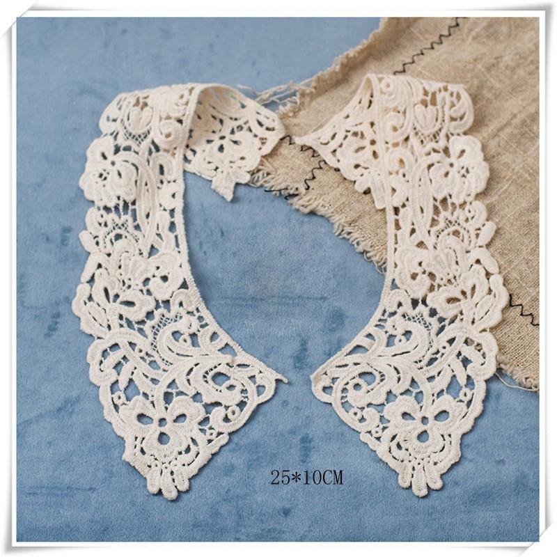 1 Pair White Neckline Fake Collar Lace Fabric Embroidery Carft DIY Dress Garment Decoration Accessories