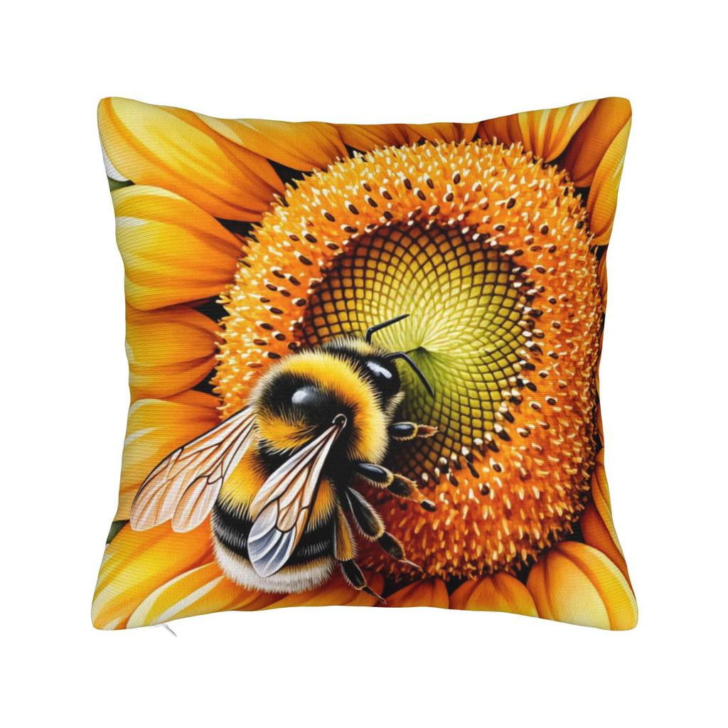 Bee and Flowers Pillow Cover Comfy Cushion Cover Fashion Pillow Case For Sofa Home Decoration