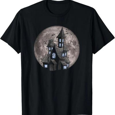 Creepy House And Halloween Moon Scary Old House Costume T-Shirt