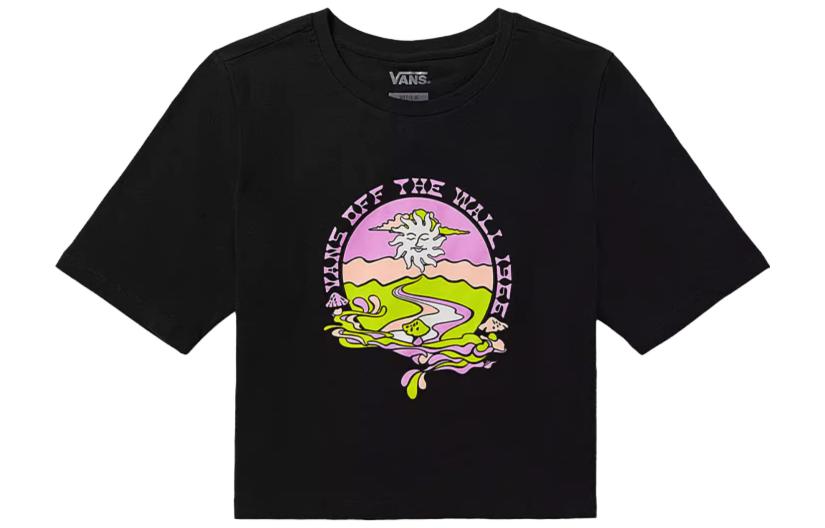 Vans T Shirts Women s Black Crew Neck Moderate Straight Fit VN0003PPBLK S
