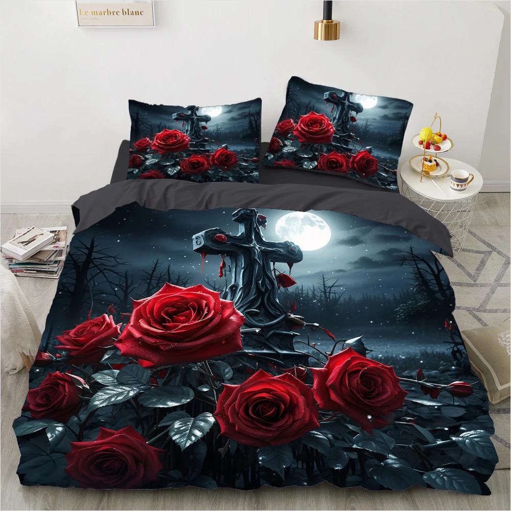 Red Roses Duvet Cover Set Queen Size King Full 3D Bedding Sets Flower Pillowcase Quilt/Comforter Cover Sets Linens Bed 140x200