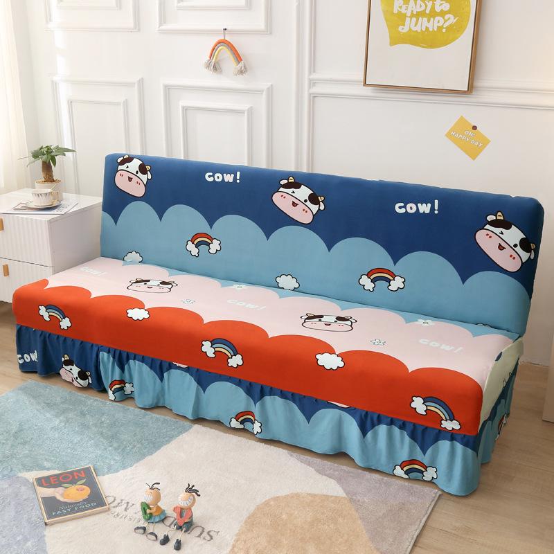 Universal Anti-slip All-Season Skirted Sofa Bed Cover for Armless and Foldable Sofas