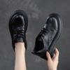 Johnature Vintage Genuine Leather British Style Pumps Versatile Thick Sole Lace-up Women's Shoes