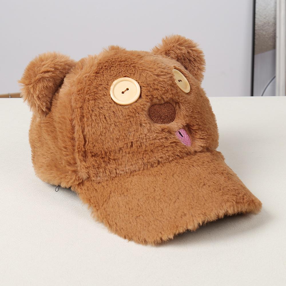New fashionable three-dimensional ear decoration cute bear decorative baseball cap autumn and winter warm windproof cap