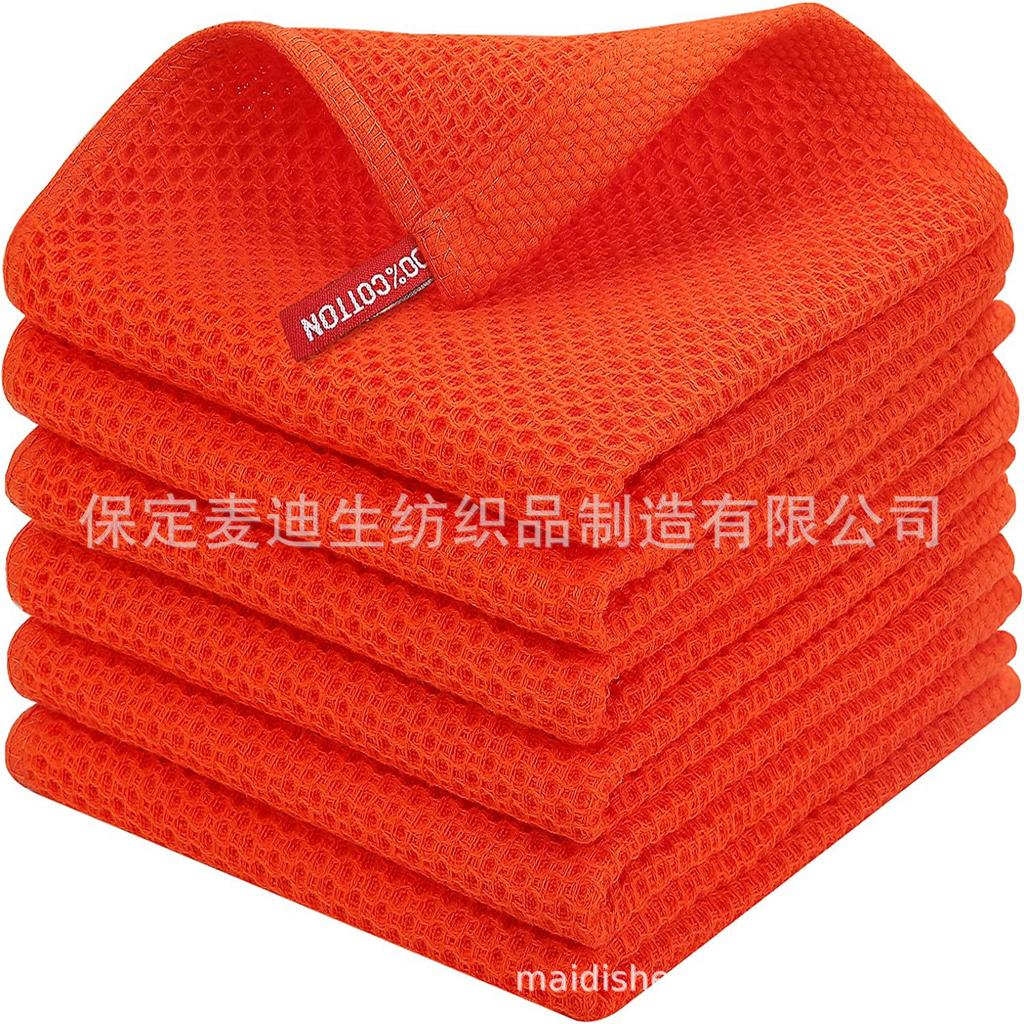 Pure cotton waffle honeycomb towel is soft and absorbent. Various sizes can be combined, packaged and barcoded.