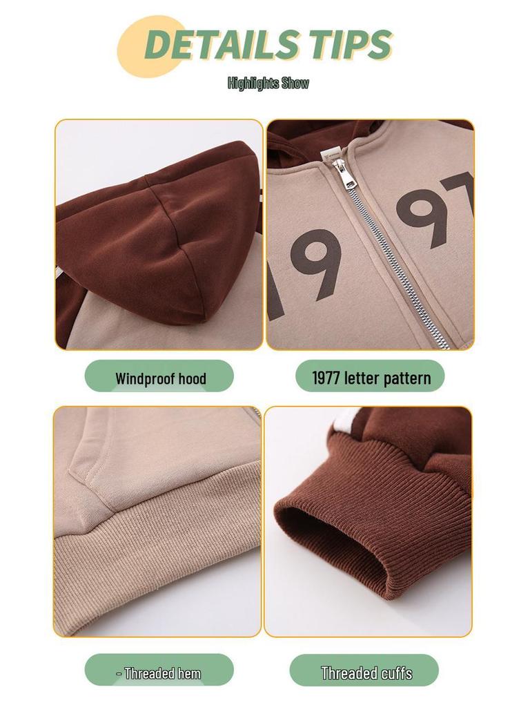 Girls' 2025 Autumn/Winter Hooded Sweater - Velvet Lined Top for Kids, Ideal for Spring and Fall.