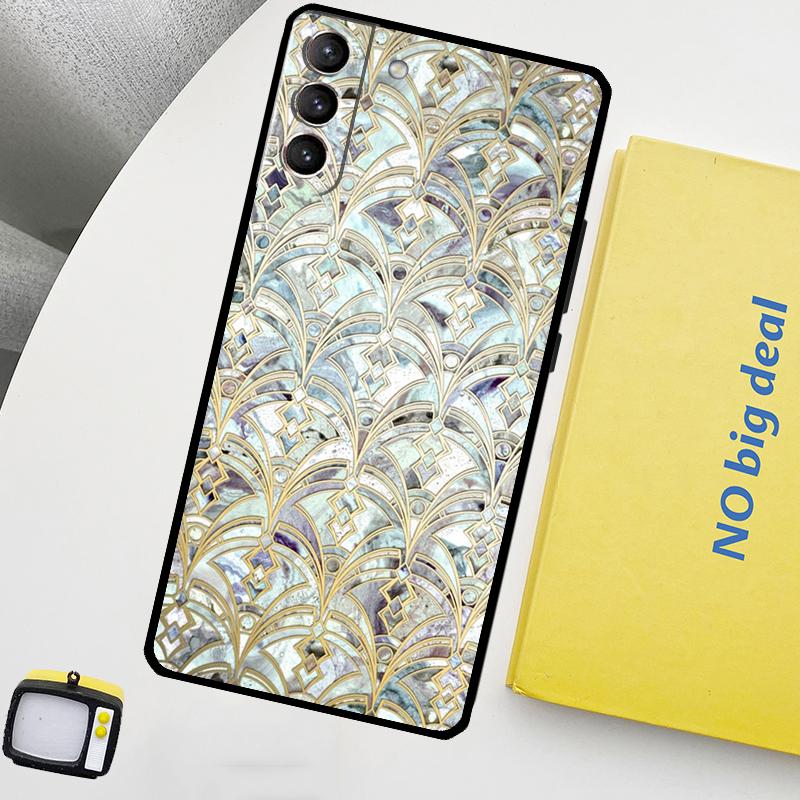 

Muted Moroccan Mosaic Tiles Phone Case For Samsung Galaxy S25 S26 Ultra S20 S21 S22 S23 Plus S10 S25 FE S24 Ultra Cover Galaxy S26Ultra