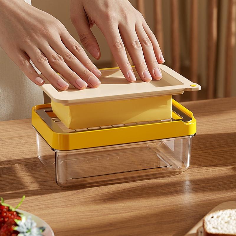 1Pc Butter Portioning Cutting Preservation Box Transparent With Cover Storage Box Food Grade Refrigerator Specific Plastic Box 1PCS