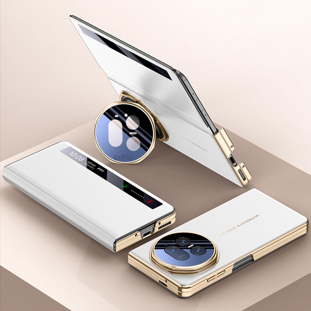 Cowhide Flip Leather Case for Honor Magic V5 Business Smart Sleep Wake Cell Phone Cover Cases for MagicV5 Lens Stand Capa
