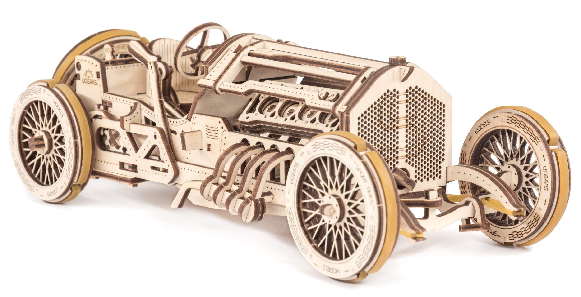 

Ugears Гоночный автомобиль Гран-при 70044 Деревянный пазл-автомобиль для сборки без клея или инструментов U-9 Взрослые,