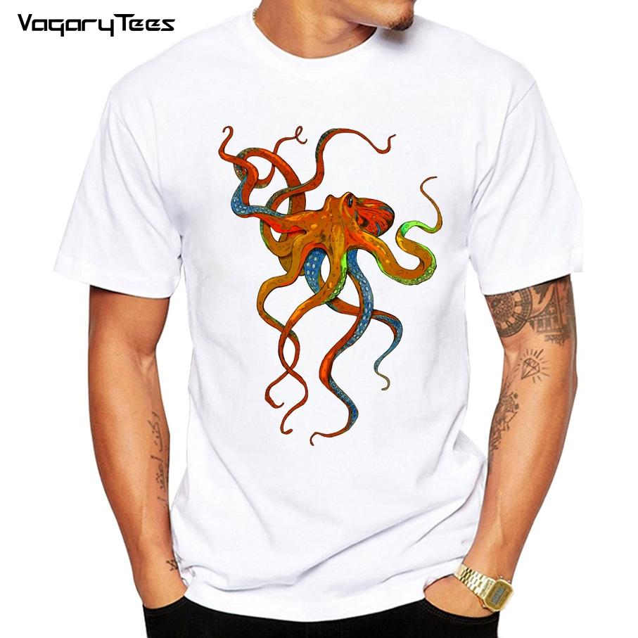Summer Round Neck 3D Octopus Print Top Fashionable Casual Short Sleeved Men's T-shirts