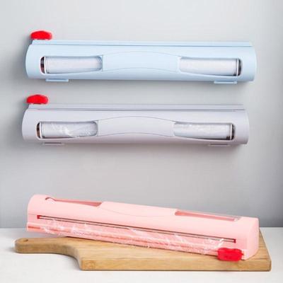 Organizador de cozinha, dispensador de plástico para alimentos, montagem na parede, folha e filme aderente, cortador de folha, armazenamento de papel de embrulho