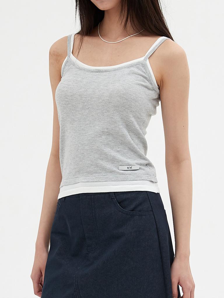 Elssibeui Layered Sleeveless Knit Top_Gray