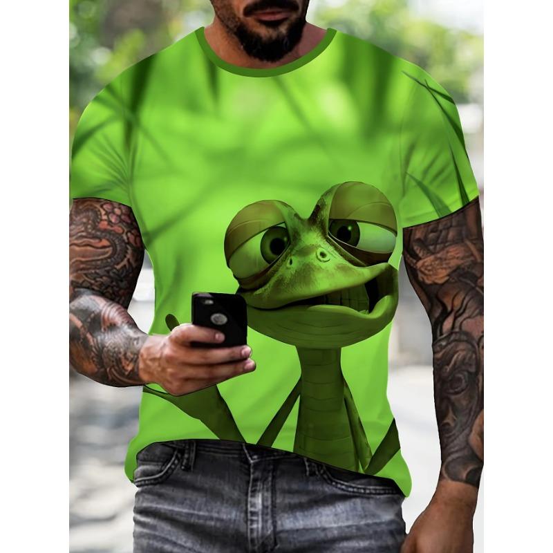 Cartoon Animal Frogs Pattern 3d Printed T-Shirts Casual Round Neck Short Sleeved Men's T-shirts