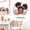 Afro-Haar-Mädchen Selbstklebender Wandaufkleber für Schlafzimmer Kopfteil Wohnzimmer Sofarückwand Heimdekoration