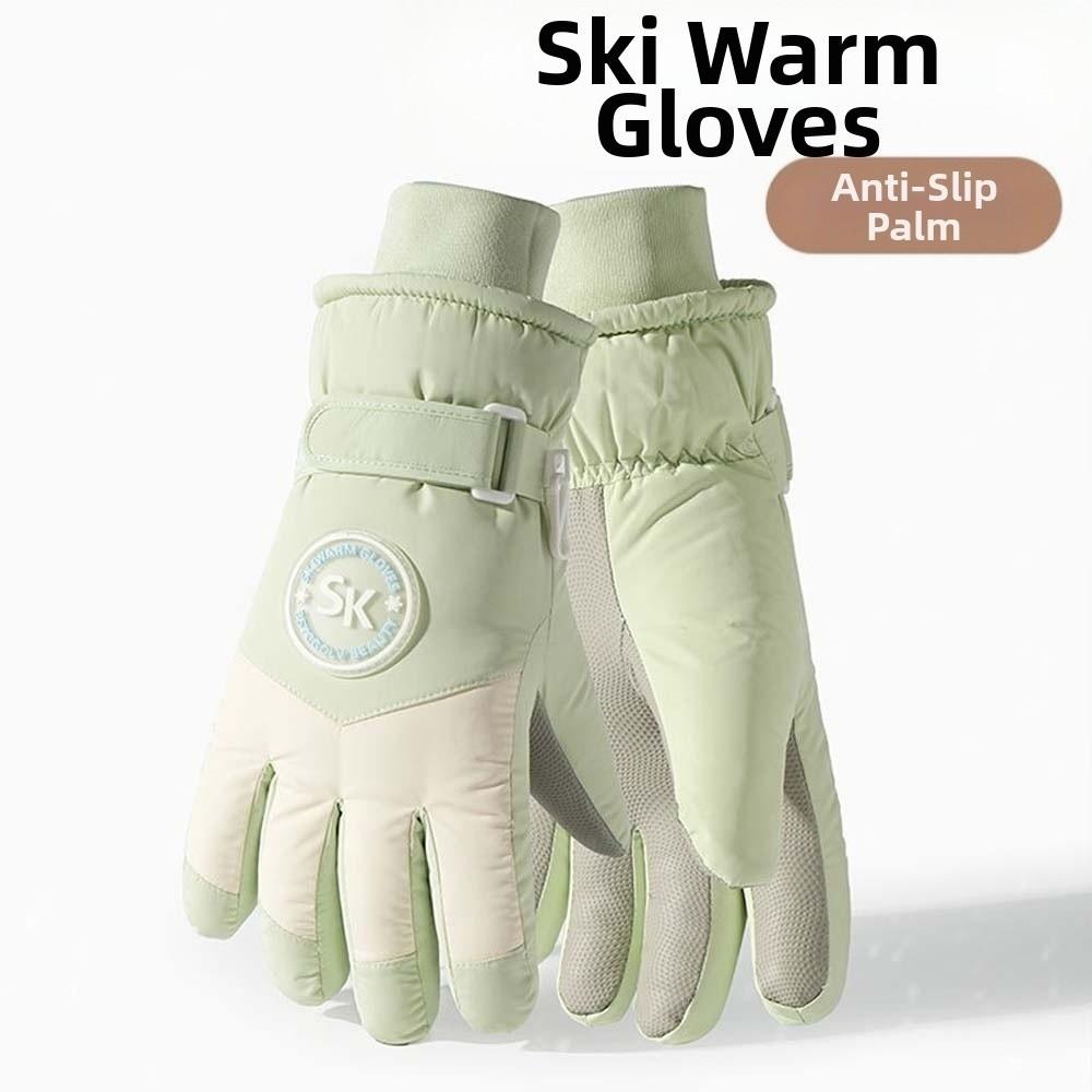 Oxford Cloth Ski Anti-cold Mittens Coral Fleece Finger Mittens Unisex Windproof Gloves  Women